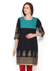 Anouk Women Black &amp; Blue Printed Kurta
