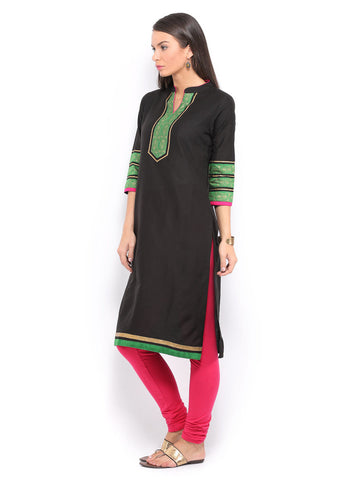 Anouk Women Black &amp; Green Kurta