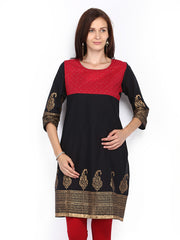 Anouk Women Black &amp; Red Printed Kurta