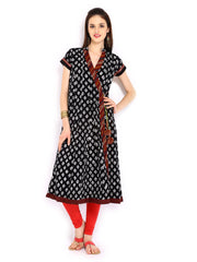 Anouk Women Black &amp; White Printed Angarakha Kurta