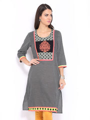 Anouk Women Black &amp; White Printed Kurta