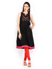 Anouk Women Black Anarkali Kurta