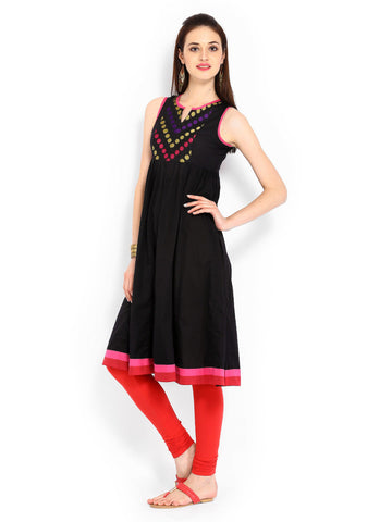 Anouk Women Black Anarkali Kurta