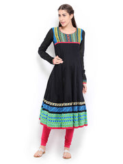 Anouk Women Black Anarkali Kurta