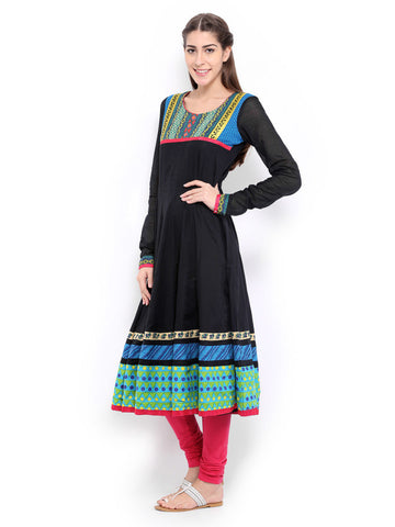 Anouk Women Black Anarkali Kurta
