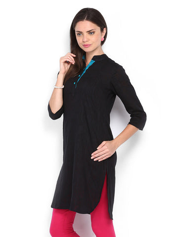 Anouk Women Black Jacquard Kurta