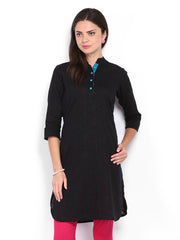 Anouk Women Black Jacquard Kurta