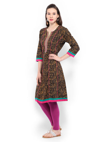 Anouk Women Black Printed Kurta