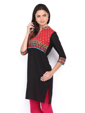 Anouk Women Black Printed Kurta