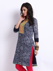 Anouk Women Blue &amp; White Printed Kurta