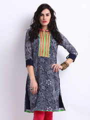 Anouk Women Blue &amp; White Printed Kurta