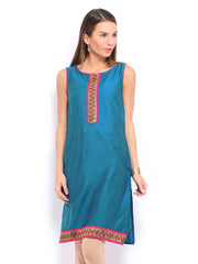 Anouk Women Blue Art Silk Kurta