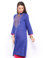 Anouk Women Blue Embroidered Kurta