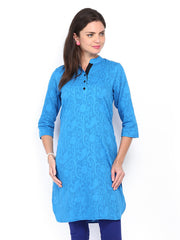 Anouk Women Blue Jacquard Kurta