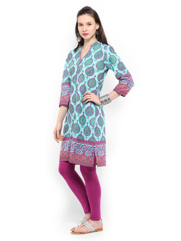 Anouk Women Blue Mughal Printed Kurta