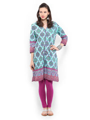 Anouk Women Blue Mughal Printed Kurta