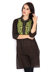 Anouk Women Brown Embroidered Kurta
