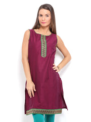 Anouk Women Burgundy Banaras Kurta