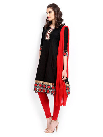 Anouk Women Black &amp; Red Anarkali Churidar Kurta with Dupatta