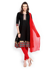 Anouk Women Black &amp; Red Anarkali Churidar Kurta with Dupatta