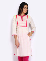 Anouk Women Off-White Dobby Weave Kurta