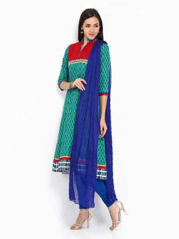 Anouk Women Printed Anarkali Churidar Kurta with Dupatta