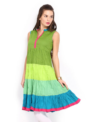 Anouk Women Green Anarkali Kurta