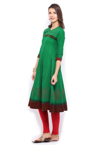 Anouk Women Green Anarkali Kurta