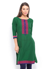 Anouk Women Green Art Silk Kurta