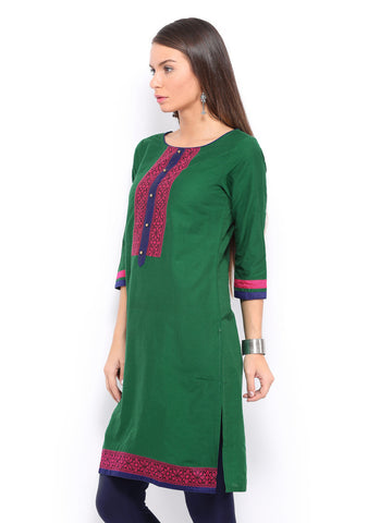 Anouk Women Green Art Silk Kurta