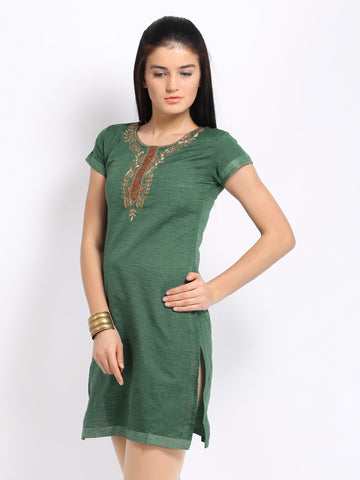 Anouk Women Green Checked Kurta