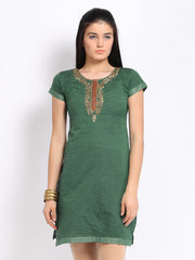 Anouk Women Green Checked Kurta