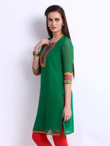 Anouk Women Green Kurta