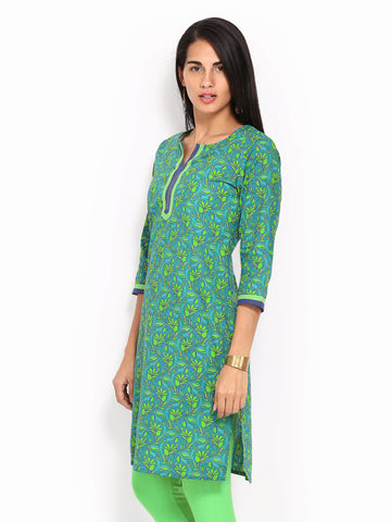 Anouk Women Teal Green Printed Kurta