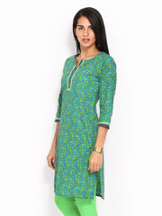 Anouk Women Teal Green Printed Kurta