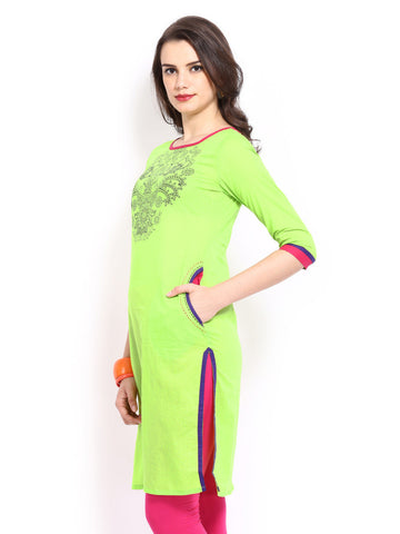 Anouk Women Green Printed Kurta