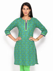 Anouk Women Teal Green Printed Kurta