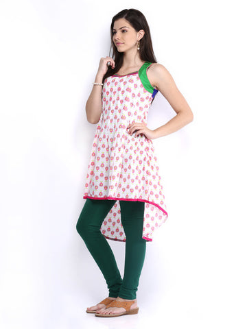 Anouk Women White Printed Anarkali Kurta