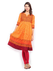 Anouk Women Orange Printed Anarkali Kurta
