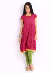 Anouk Women Fuchsia Pink Crushed Anarkali Kurta