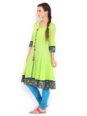 Anouk Women Neon Green Anarkali Kurta
