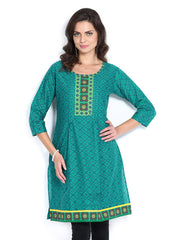 Anouk Women Teal Green Printed Kurta