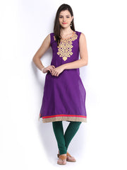 Anouk Women Purple Embroidered Kurta