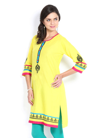 Anouk Women Yellow Printed Kurta