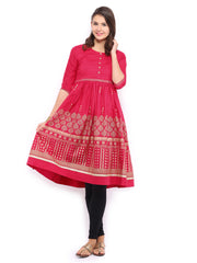 Anouk Women Pink Printed Anarkali Kurta
