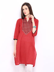 Anouk Women Red Embroidered Kurta