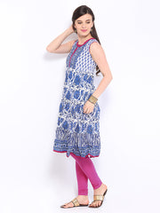 Anouk Women Blue &amp; White Printed Kurta