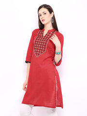 Anouk Women Red Embroidered Kurta