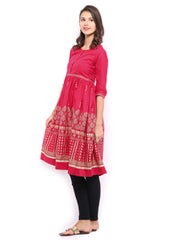 Anouk Women Pink Printed Anarkali Kurta