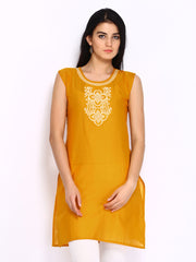 Anouk Women Mustard Yellow Embroidered Kurta